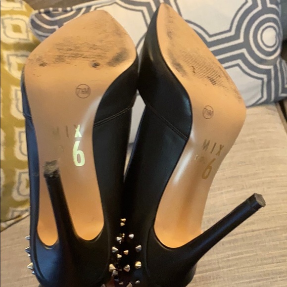 Black Stilettos W/ Gold and Sliver Studs (used 1x) - Picture 4 of 9